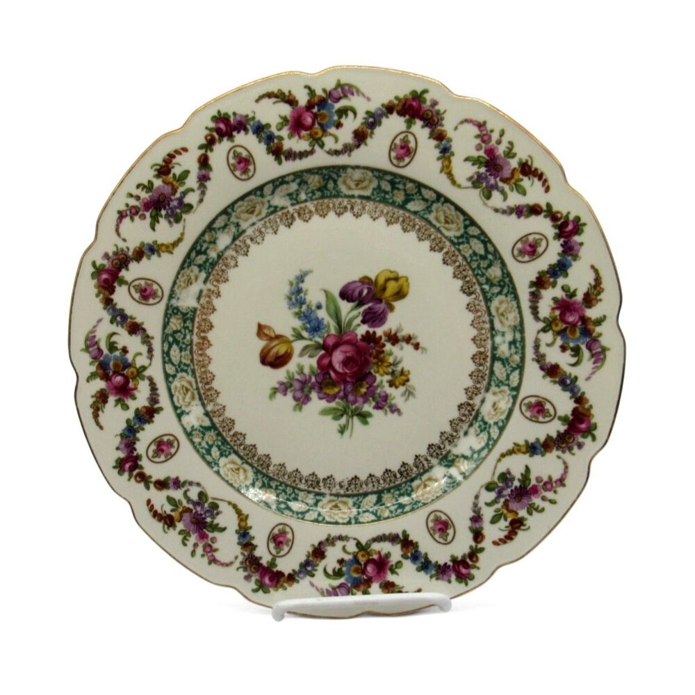 Bavaria Schumann Floral Round Plate Gold Trim 11" Germany Vintage